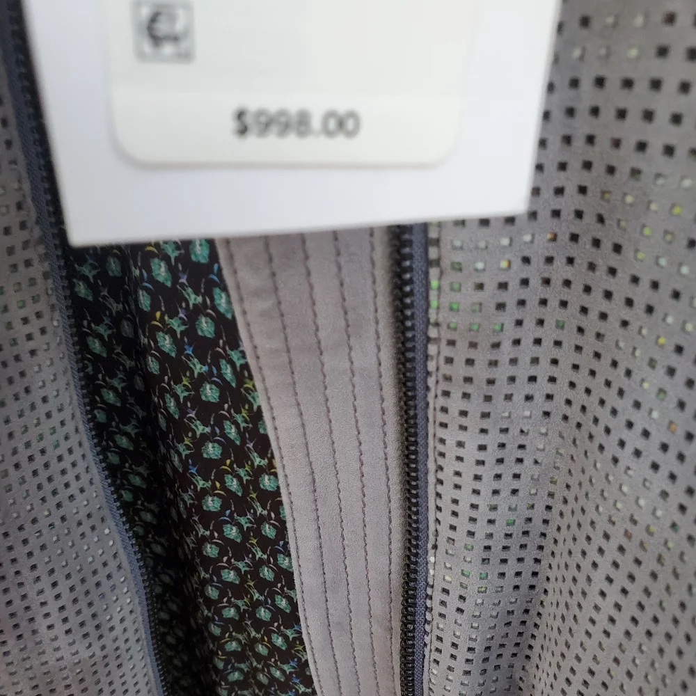 Men's Robert Graham XL suede perforated bomber jacket Gray leather camo - Picture 8 of 13